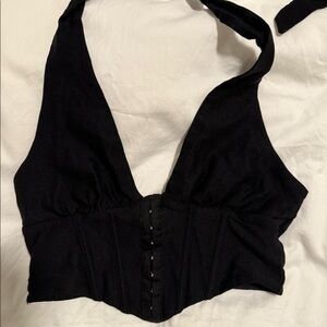 Princess Polly black halter-style corset top